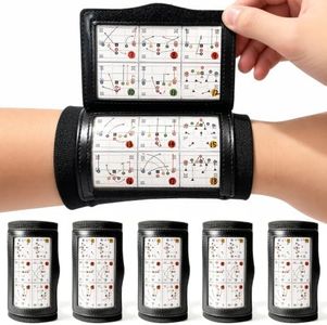 1NMORE 5v5, 7v7 Football Wristbands with Playbook System, Quarterback Wrist Coach for Youth, Flag Football Wrist Bands with Plays Stickers & PVC Cards (Black-5Pcs, 7 on 7)