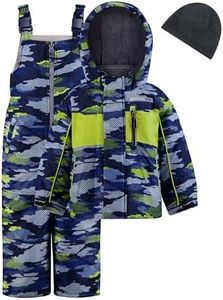 LONDON FOG Boys' Toddler 2-Piece Heavyweight Snow Bib & Jacket Snowsuit Set (10-12, Lime)