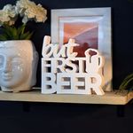 NUKKAD TALES But First Beer White Home Decor Items for Living Room Decorative Items for Book Shelf Birthday Gift Items Gift for Beer Lovers Home Decoration Item for bar (6.5 X 5.93 inch)