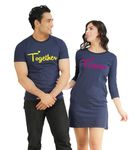 COUPLESTUFF.IN Couple Men's & Women's 3/4 Sleeve Cotton Printed Dress & T Shirt Together Forever - Pack of 2