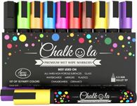 Chalk Pens - Pack of 10 neon Colour Markers. Used on Whiteboard, Chalkboard, Window, Blackboard - 6mm Reversible Bullet & Chisel Tip