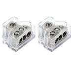 ZOOKOTO 1X0GA In/3X4GA Out Power Distribution Block, Auto Car Audio Amplifier 1 in 3 Ways Fuse Holder Circuit Protector (3 Way 2Pcs)