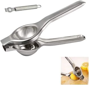 MIHAO Large Lemon Squeezer - Premium Quality Stainless Steel Squeezer with 1 Peeler, Lemon/Lime/Fruit Manual Citrus Press Juicer, Silver, 7.87x2.56