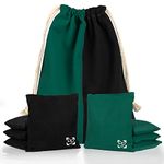 Professional Cornhole Bags - Set of 8 Regulation All Weather Two Sided Bean Bags for Pro Corn Hole Game - 4 Hunter Green & 4 Black