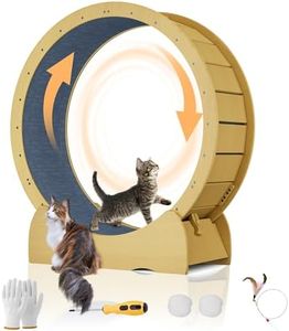 HMHKHN 45'' Cat Exercise Wheel for Indoor Cats, Cat Running Treadmill Wheel with Detachable Carpet & Toy for Running/Walking/Training, Suitable for Most Cats