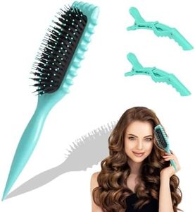 Brosse Cheveux Bouclés, Hillylolly Brosse de Définition de Boucles Brosse à Cheveux Rebondissantes Bounces Brosse Curing Brush Curing Defining Brush pour Façonner (Vert)
