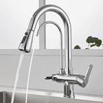 POPFLY Water Filter for Pull Out Kitchen Faucet,3 in 1 High Arc Drinking Faucet （not Included Water Filter System）,Chrome