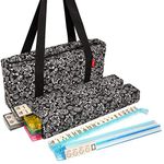 American Mahjong Set by Linda Li - Black Paisley Soft Bag - 166 Ivory Colored Engraved Tiles, 4 All-in-One Rack/Pushers