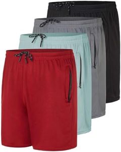 4 Pack: Big & Tall Mens Mesh Knit 5 Inch Gym Heavyweight King Size Short Running Athletic Shorts for Men with Pockets Inseam Basketball Workout Training Summer Tennis Active Sport - Set 9, 5X