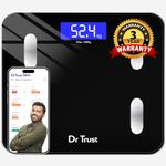 Dr Trust Digital Smart Electronic Rechargeable Bluetooth Fitness Body Composition Monitor Fat Analyzer Weight Machine and Weighing Scale-509 (Black)