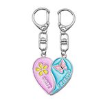 Best Friend Keychain Set of 2 Girls Bff Christmas Gifts for Best Friends Birthday Gift for Bestie Cute Friendship Keychains for Women Friends Matching Heart Puzzle Key Chain, Purple,green, S