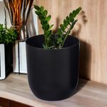 ecofynd 4.3 inches Round Metal Planter for Home Decor, Pack of 1 (Black)