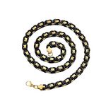 Daesar Men Chain Necklace Stainless Steel Byzantine Chain Necklace 8.5MM Gold Black Necklace Chain 55CM