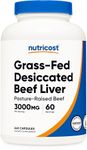 Nutricost Grass Fed Desiccated Beef Liver Capsules 3000mg (750mg Per Cap) - No Hormones, Non-GMO, Gluten Free, Pasture-Raised, Free Range Beef (240 Count (Pack of 1))
