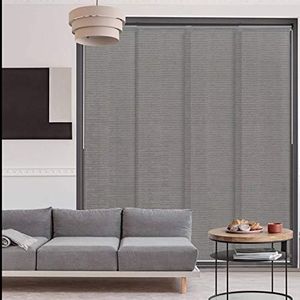 GoDear Design Adjustable Sliding Glass Door Blinds, Panel Track Vertical Patio Door Blinds, Extendable Track from 45.8" to 86" W, Trimmable Panel Curtains Up to 96", Semi-Privacy, Crown Zipper