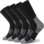 Merino Wool Socks for Men & Women Thermal Winter Hiking Warm Thick Crew Cozy Boot Work Gift Socks Stocking Stuffers 4 Pairs(Stripe-Black(4 Pairs))