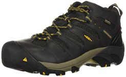 KEEN Utility Men’s CSA Lansing Mid Steel Toe Waterproof Work Boots Construction Boot, Raven/Tawny Olive, 10.5 2E (Wide) US