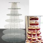 Cupcake Stand 7 Tier Round - Clear Acrylic Display Tower for Wedding & Party UK