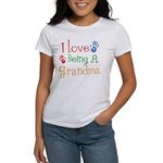 CafePress I Love being A Grandma Women's T Shirt Womens Crew Neck Cotton T-Shirt, Comfortable & Soft Classic Tee White