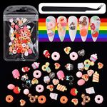 BAIYIYI Candy Decor for Nails Multi Shape Resin Candy Sweet Charms 3D Cute Slime Charms Beads Flatback Dessert Ice Cream Design for DIY Nail Art Craft Accessories with Tweezers(100 Pieces)