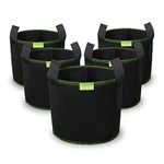 Mactoou Grow Bags for Vegetables, 5 Pack 5 Gallons Nonwoven Fabric Vegetable Plant Growing Bags Containers with Handles for Potato Tomato Carrot Vegetable Nursery Garden, Black