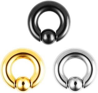 Casvort 2 PCS 316 Stainless Steel Piercing Captive Hoop Rings Tragus Ear Tunnels Ear Hanger Weight Ear Gauges Body Jewelry 2g-00g, 00G (10mm), Metal