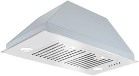 JOEAONZ Range Hood Insert 30 Inch 600CFM Stainless Steel, Extra Slim Board Built-in Vent Hood, Ducted/Ductless Convertible, Dual LED lights, Split Type Permanent Grease Baffle Filters