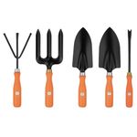 Kraft Seeds by 10CLUB Gardening Hand Tools Set - 5 Pieces (Cultivator, Big and Small Trowel, Weeder, Fork) | Tools for Home Garden | Durable Plant Tool Kit | Farming Tools