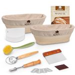 Glimsax Banneton bread Proofing Basket Set of 2, 10" Oval Sourdough Proofing Basket for Bread Baking, Bread Making Accessories and Tools Sourdough Bread Starter Kit, Gifts for Bread Bakers