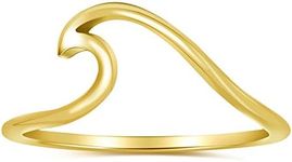 Blossom & Hue Wave Ring for Women [ Size 7 ] 18k Gold Plated Sterling Silver - Surfer & Clean Ocean Awareness Band