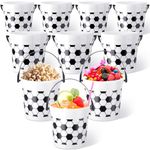 Mifoci 34 Oz Soccer Bucket with Handles Plastic Soccer Treat Cups Soccer Cocktail Rum Buckets Bulk for Wine Beverage Popcorn Snack Football Party Favors(10 Pcs)