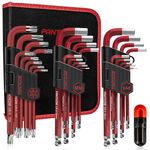 FANTICDE Allen Key Set, 27Pcs Metric & Imperial Hex Key Set, Torx/Star Key Set with Visible Coding, Long Ball End Allen Wrench Set with T-Handle 1.5mm-10mm, T10-T50, 1/16-3/8 for Bike Repair