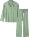 Joyaria Ladies Pajama Sets Super Soft Comfy Button Up Long Sleeve Pjs Set Sage Green