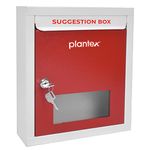 Plantex All in 1 Multipurpose Letter Box/Suggestion Box/Complaint Box/Donation Box with Lock Table Top or Wall Mount (Red & Ivory)