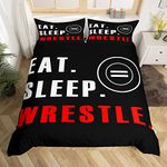 Wrestle Duvet Cover Sports Bedding Set for Kids Boys Girls Teens Room Wrestling Comforter Cover Set Super Soft Bedspread Cover 3Pcs Zipper Double Size