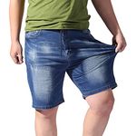 Shorts for Men Stretch Fake Jean Shorts Elastic Waist Plus Size Workout Shorts Casual Shorts (Available in Big & Tall), Blue, 5X-Large