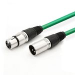 DREMAKE 10FT XLR to Speaker Cable Low Noise Snake Cord 3Pin XLR Male to XLR Female Balanced Cable for Microphone, Stage, DJ, Pro, Live Sound & Performance - Green