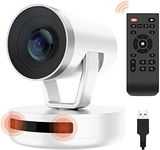 Nuroum V403 PTZ Webcam w/Dual Mics, 5x Optical Zoom/AI Tracking/Autofocus/Auto-Framing, 1080P 122° Video Conference Camera w/Remote Control&4 Preset Positions for Zoom/Skype Meeting/Streaming/Webinar