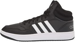adidas Men's Hoops 3.0 Mid Basketball Shoe, Black/White/Grey, 11