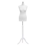 Female Tailors Dummy Bust Size 8/10 Dressmakers Fashion Mannequin Students Cream With Lightwood Stand (White)