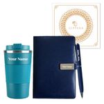 Giftana Personalized Diary with Pen, Coffee Tumbler with Name, 3 in 1 Customized Diary, Pen and Tumbler 510ml Gift Set for Men, Customised Gifts for Husband, Diwali Corporate Gifts for Employee (Blue)