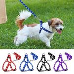 PSK PET MART 0.75 Inch Nylon Adjustable Harness Vest Belt with Dog Feet Printed Leash for Small Dogs and Puppies (Pack of 1)