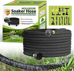 Holldoor Soaker Hose 50 Ft for Garden Beds with Soaker Hose Fittings, 1/2’’ Diameter Soaker Hose for Garden, 70% Water Saving Drip Hoses for Lawn, Landscaping, Garden(50 FT)