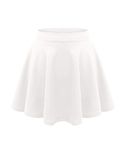 IDEAL ONLINE Kids Girls Children HIGH Waisted Stretch Plain Flippy Flared Short Skater Skirts (as8, Age, 13_Years, 14_Years, Regular, White)