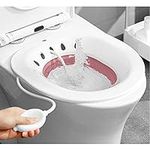 Newthinking Foldable Sitz Bath for Toilet, Portable Sitz Bath Basin with Flusher, Steam Seat Bidet for Postpartum Care, Hemorrhoids Recovery, Vaginal/Anal Inflammation (Pink)