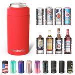 Frost Buddy Universal 2.0 5 Sizes in 1 Insulated Can Cooler - Stainless Steel Can Cooler for 12 oz & 16 oz Regular or Slim Cans & Bottles - Stainless Steel (Red-)