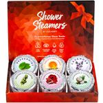 Cleverfy Shower Steamers Aromatherapy - Compact Box of 6 Premium Shower Bombs with Essential Oils. Self Care Christmas Gifts for Women and Stocking Stuffers for Adults and Teens. Red Set