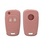 kwmobile Key Cover Compatible with Vauxhall (Opel) Chevrolet 2 Button Car Flip Key Key Cover - Silicone Glitter Fob Case - Vintage Pink