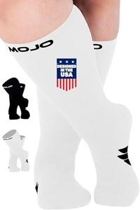 Mojo Compression Socks - White Athletic Crew Length (15-20mmHg) for Medium Support - Medium Size for Improved Circulation and Recovery - 1 Pair