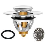 URASAWA Bathroom Sink Plug Replacement, Bath Basin Plug, Brass Universal Pop Up Drain Stopper with Bounce Core, Push Type Sink Strainer Plug Filter with Hair Catcher No Overflow for Bathroom,34-38mm